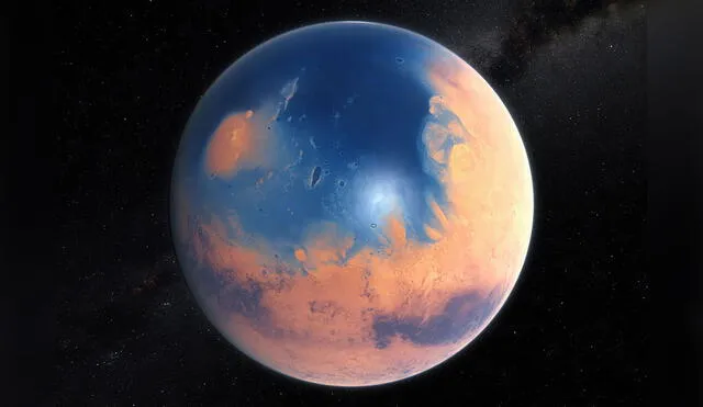 Representación artística de Marte como era hace más de 4.000 millones de años. Imagen: ESO/ M. Kornmesser/ N. Risinger