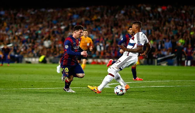Lionel Messi dejó 'regado' a Boateng y anotó el 2-0 para Barcelona. Foto: UEFA