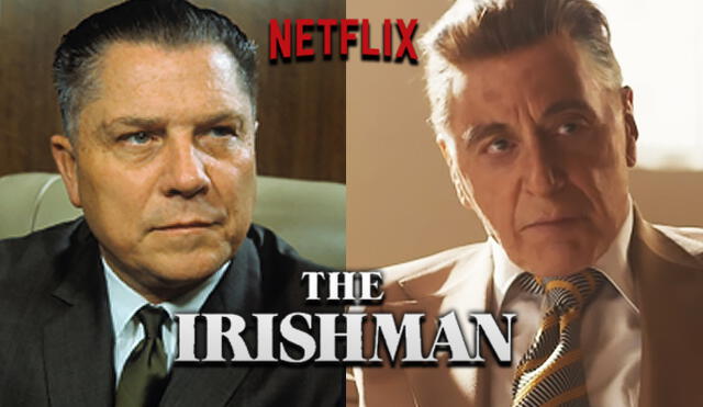 Al Pacino intepreta al sindicalista Jimmy Hoffa en la película The Irishman.
