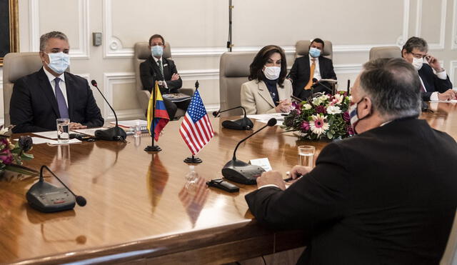 Duque habló al término de una gira de tres días de Pompeo en países vecinos de Venezuela. Foto: AFP.
