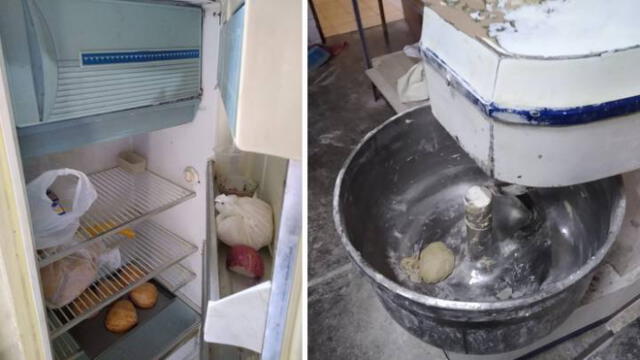 Izquierda: empanadas guardadas en la refrigeradora. Derecha: batidora anithigiénica. Foto: Municipalidad de Surco.
