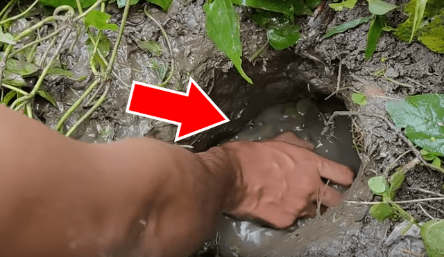 En Facebook, un pescador compartió el misterioso hallazgo que hizo dentro de un hoyo de barro.