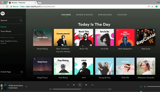 La versión web de Spotify no tiene nada que envidiarle a la de escritorio. Imagen: Vox