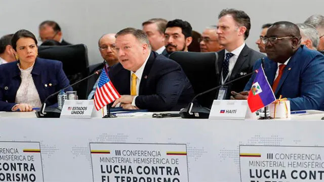 Mike Pompeo participó este lunes en la Conferencia Ministerial Hemisférica de Lucha contra el Terrorismo en Colombia. Foto: EFE