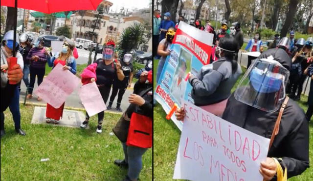 Trabajadoras sexuales protestan frente al Congreso y el Minsa. Foto: Captura video La República.