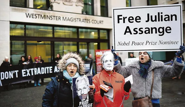 Activistas. Protestan para evitar extradición de J. Assange.