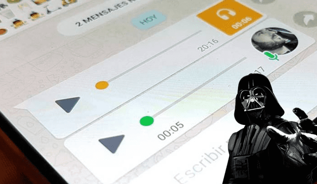 Desliza para ver los pasos que debes seguir para enviar audios de WhatsApp con la voz de Darth Vader. Foto: Captura.