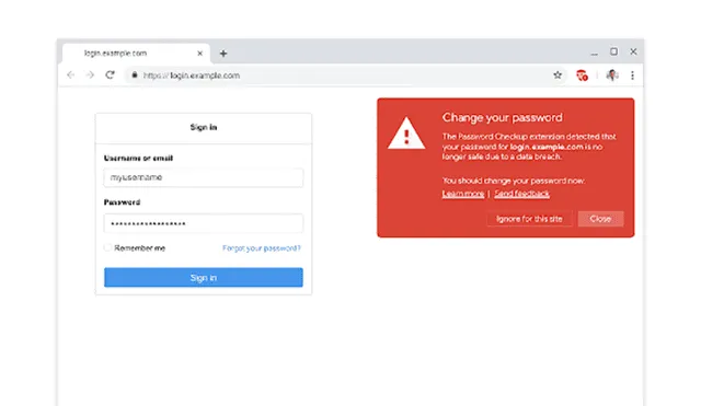 Google Chrome Password Checkup Extensión