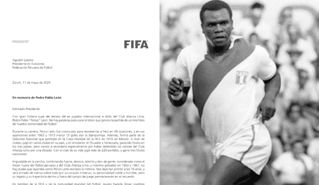 FIFA envió condolencias tras la muerte de Pedro Pablo 'Perico' León. | Foto: @TuFPF