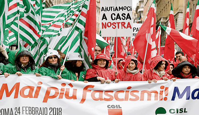 En Italia marchan ultras de derecha y antifascistas