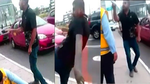 San Borja: taxista informal agredió con puñetes y patadas a inspector de transporte [VIDEO] 