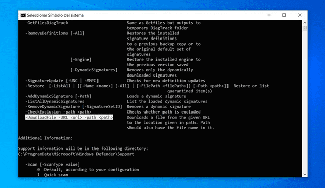 La línea de comandos es -DownloadFile, incluida en el ejecutable MpCmdRun.exe (Microsoft Antimalware Service Command Line Utility) Imagen: Bleeping Computer.