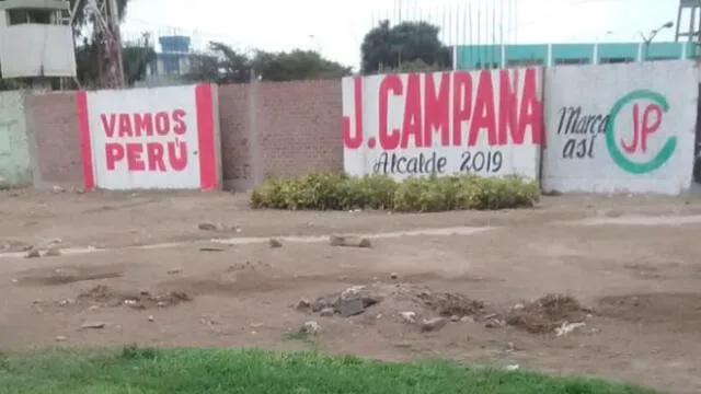 Elecciones 2018: pintan muro con propaganda política de Vamos Perú