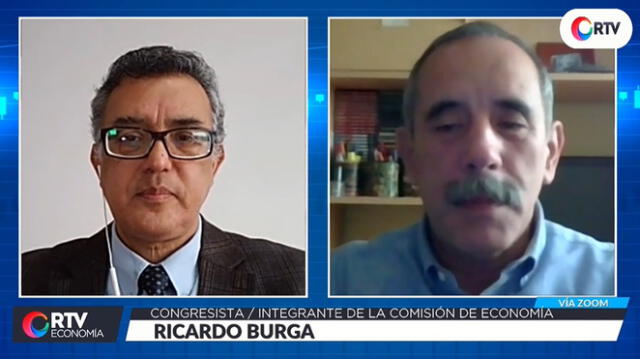 Congresista Ricardo Burga en RTV Economía, conducido por el periodista Rumi Cevallos.