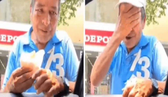 Las lágrimas del humilde vendedor de cocadas reflejaron la difícil situación que vive él y su familia al no poder vender sus productos. (Foto: captura)