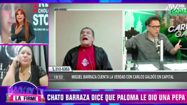 Paloma de la Guaracha puso en evidencia su incomodidad al escuchar las acusaciones de Miguel Barraza. (Foto: Captura ATV)