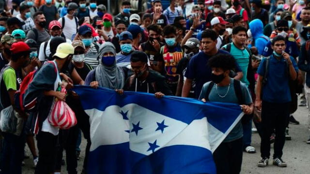 Caravana de migrantes que salieron desde Guatemala. Foto: AFP