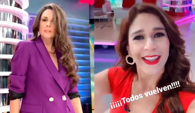 Las presentadoras de televisión Rebeca Escribens y Verónica Linares se volvieron a juntar en el set de América TV. Foto: Instagrram @veronicalinaresc / @dona_rebe