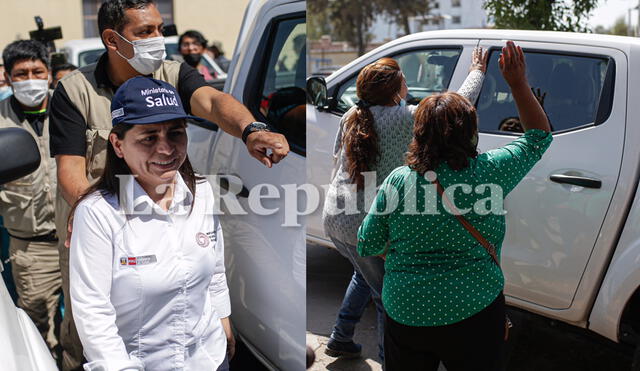 “El pueblo te repudia”, "Fuera ministra", fueron algunos reclamos de ciudadanos este lunes. Foto: Rodrigo Talavera/ LR