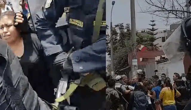 Se registran protestas entre estudiantes de Universidad Inca Garcilaso de la Vega y policías. Foto: Capturas de video