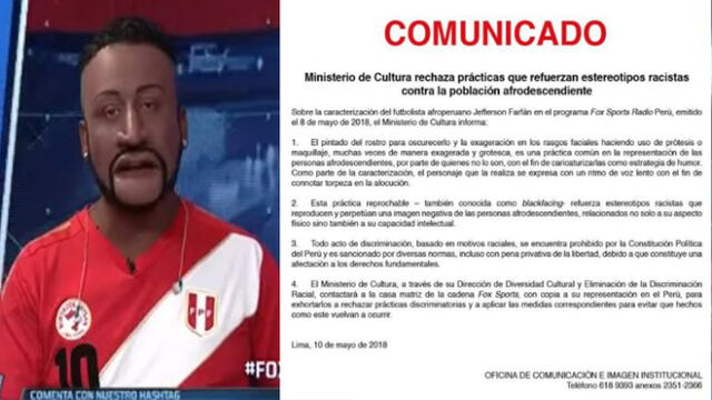 Ministerio de Cultura rechazó imitación de Jefferson Farfán en Fox Sport Perú 