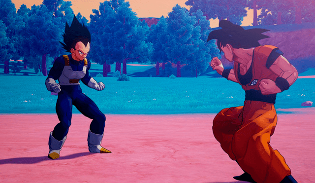 Goku y Vegeta entrenando en el mundo de Bills.