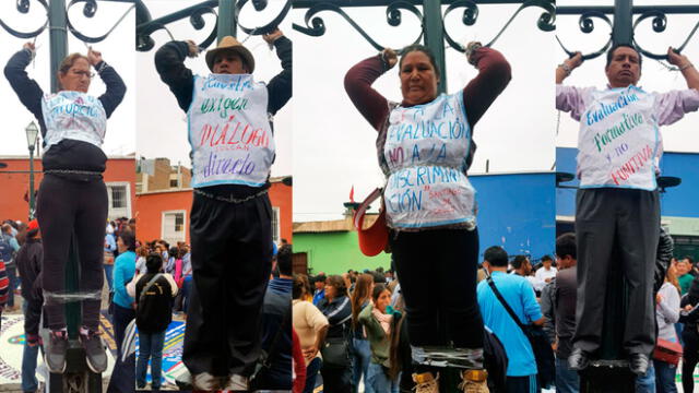 Trujillo: Maestros se encadenan en plazuela El Recreo [VIDEO]