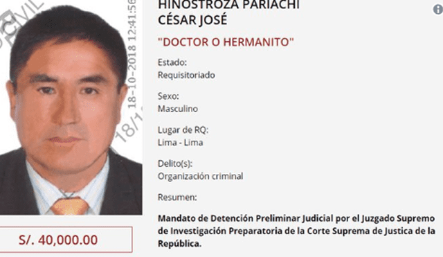César Hinostroza es incluido en la lista de 'los más buscados'