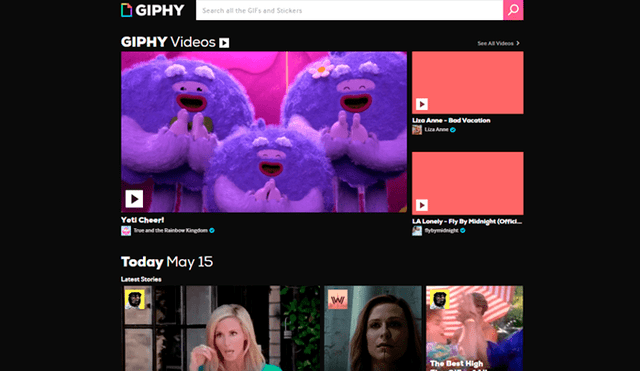 GIPHY es señalado como el sitio web líder para la búsqueda de imágenes animadas (GIF).