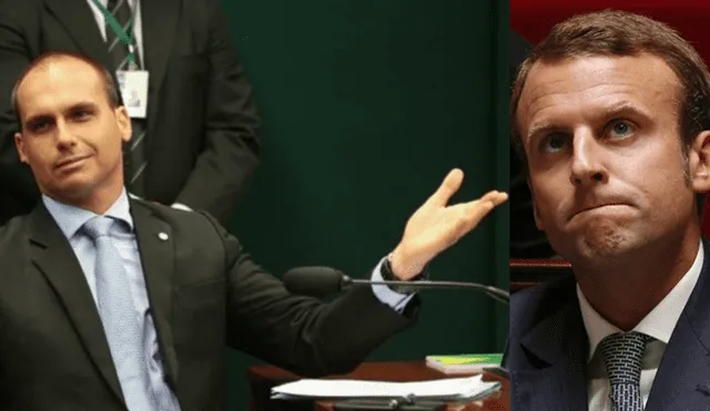 Hijo de Jair Bolsonaro le mandó un "recado" a Emannuel Macron.