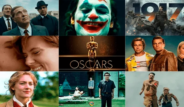 Estos son parte de los nominados en la gran gala: 'El Irlandés', 'El Joker', '1917', 'Historia de un matrimonio', 'Erase una vez en...Hollywood', 'Mujercitas', 'Parásitos', 'Jojo Rabbit', entre otras. (Foto: Milenio)