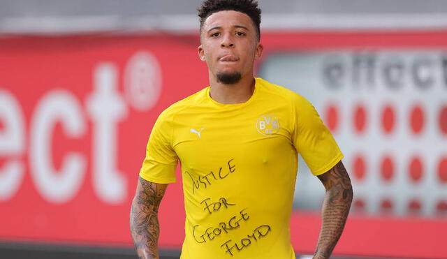 Jadon Sancho (Borussia Dortmund) mostro un mensaje de justicia. Foto: Get Germain Football News