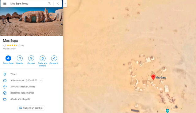 Desliza las imágenes para ver cómo luce la ciudad que inspiró Tatooine, planeta ficticio de Star Wars. Foto: captura de Google Maps.