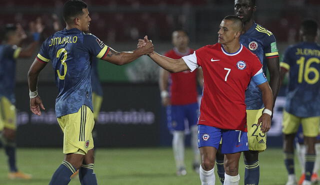 Chile igualó 2-2 con Colombia en la fecha 2 de las Eliminatorias a Qatar 2022. Foto: AFP