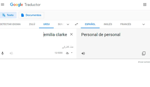 Google Translate: esto sale si pones 'Emilia Clarke' en el traductor y pocos se dieron cuenta [FOTOS]