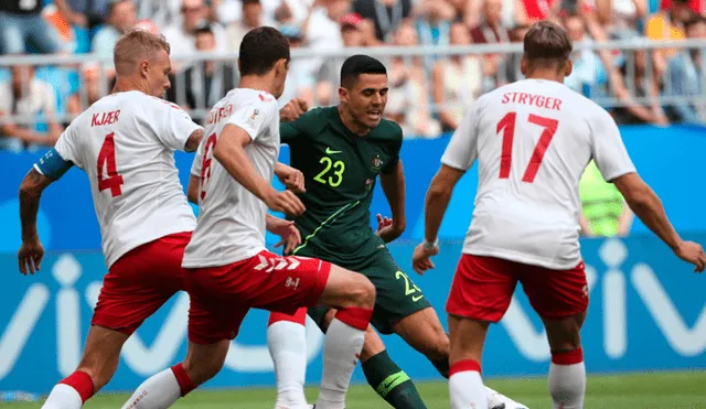 Dinamarca vs Australia: empataron 1-1 en Rusia 2018 [RESUMEN Y GOLES]
