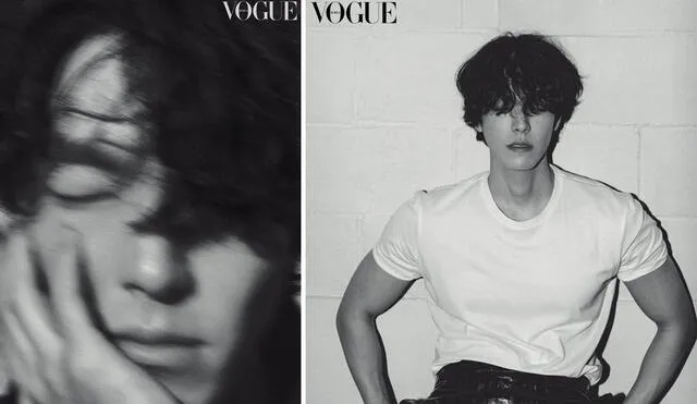 El photoshoot de Kim Woo Bin combinó los tonos cálidos con la estética b/w. Foto: Vogue Korea