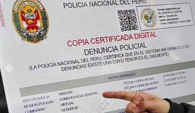La Denuncia Policial Digital se puede descargar en formato PDF. Foto: Andina