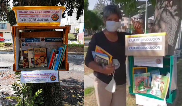 La primera biblioteca fue implementada en la avenida Victor Andrés Belaunde de Yanahuara. Fotos: Facebook.