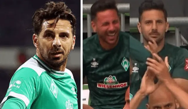 Reacciones de Claudio Pizarro en el partido de Werder Bremen ante Colonia. | Foto: composición GLR/EFE/Fox Sports