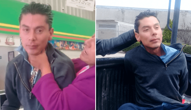 La iracunda mujer agarró por el cuello al sujeto y le exigió que se identifique tras descubrirlo acosando a su menor hija en un supermercado de México. (Foto: Captura)