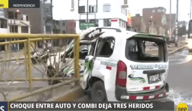 Choque de combi contra taxi deja tres heridos en Independencia
