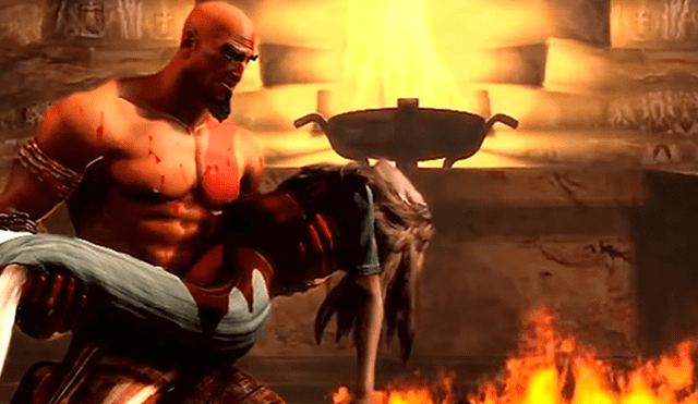 Kratos asesina a su esposa, tras atacar la aldea donde vivia por orden de Hades.