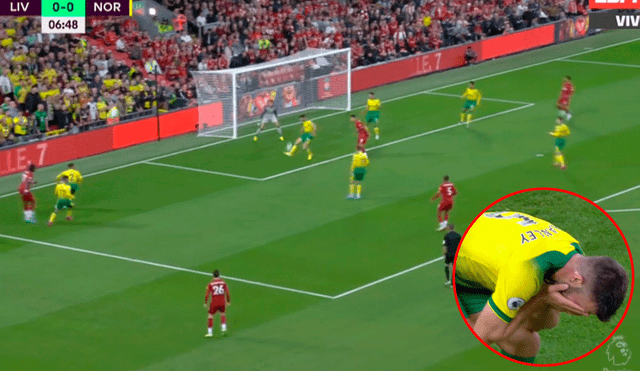 El primer gol de la Premier League 2019-2020 fue un autogol de Grant Hanley en el Liverpool vs. Norwich. | Foto: ESPN