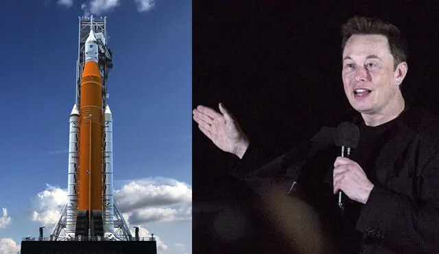 Elon Musk critica una deficiencia del cohete SLS de la NASA. Foto: composición.