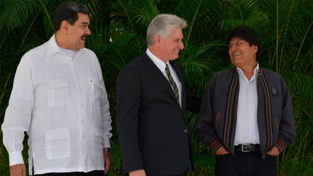 nicolás Maduro, Miguel Díaz Canel y Evo morales reunidos en Cuba. Foto: referencial