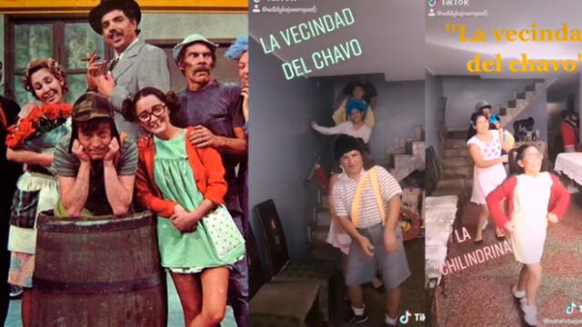 Desliza las imágenes para ver la peculiar parodia que hizo esta familia peruana de la 'Bonita Vecindad'. Foto: Nataly Bajonero/TikTok