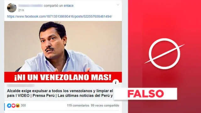 Publicación de Facebook hacía alusión a "todos" los venezolanos.