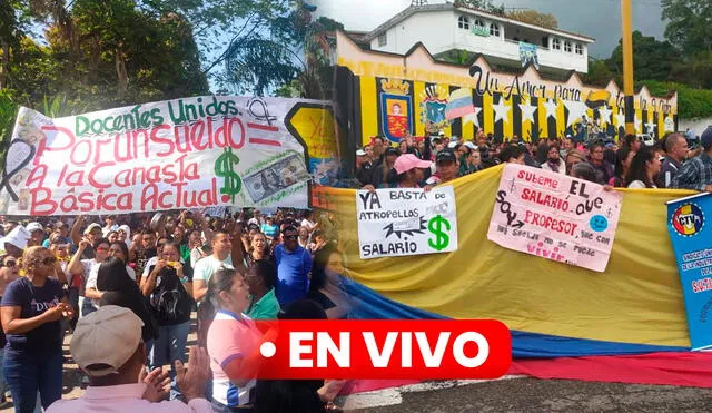 En Venezuela, miles de docentes y trabajadores continúan saliendo a las calles para exigir al Gobierno de Nicolás Maduro dolarización de los sueldos y pensiones. Foto: @radiofeyalegria/ Twitter/ composición LR