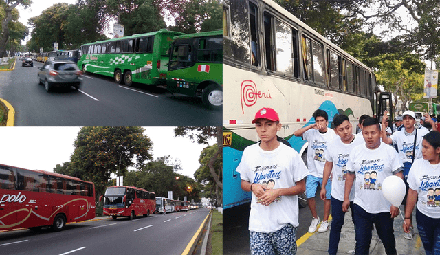 Simpatizantes del indulto a Fujimori llegaron en más de 30 buses a marcha [FOTOS]